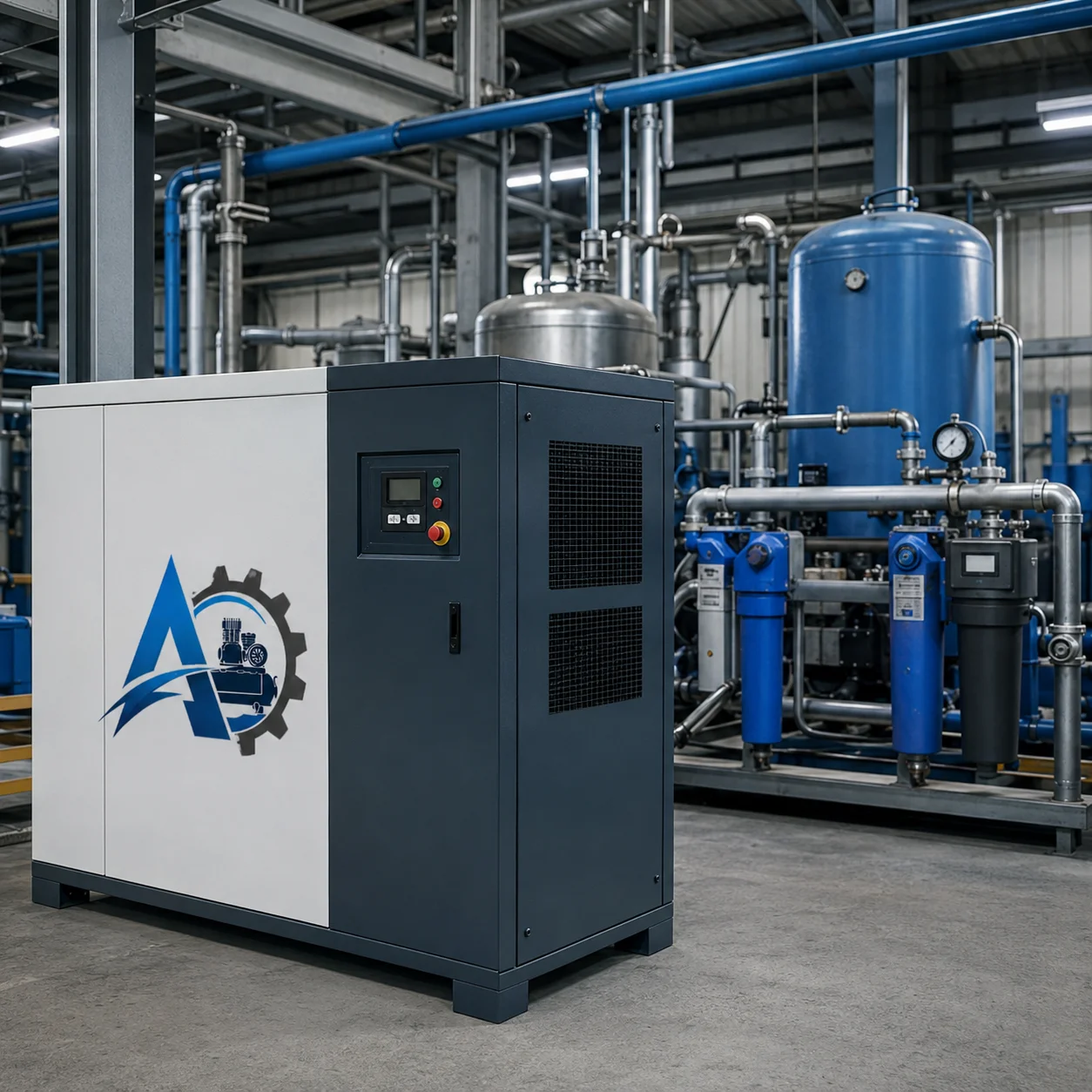 Industrial air compressor installation
